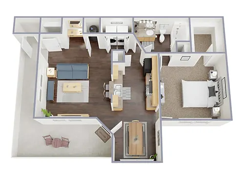 Floor plan 1 Bed, 1 Bath B