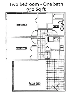 Floor plan TWO BEDROOM 1 BATH