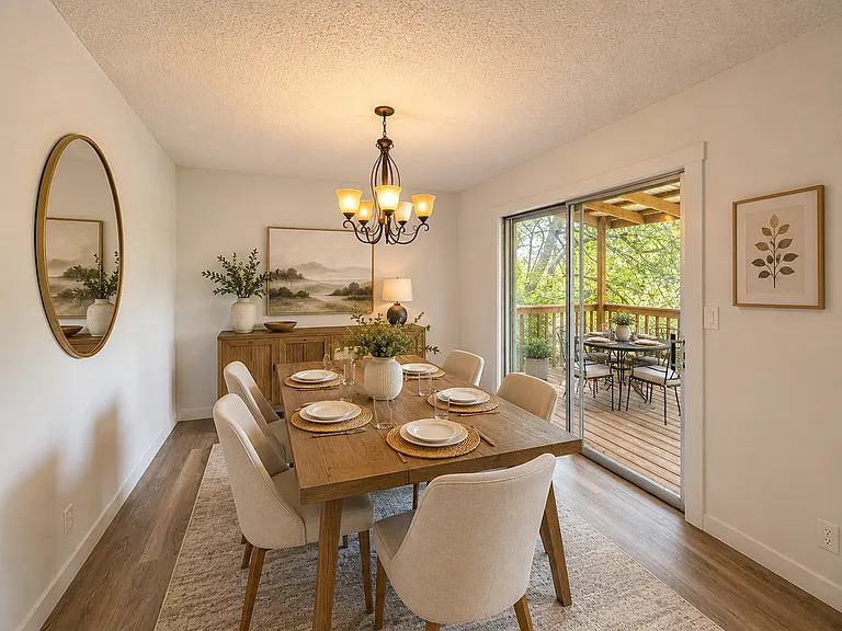 Dining room opens out to a large covered deck