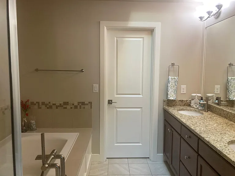 Upstairs: Master bathroom (door in the picture opens to walk-in closet)