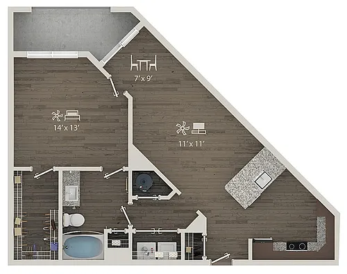 Floor plan Sunrise w/ Balcony