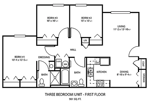 Floor plan Three Bedroom