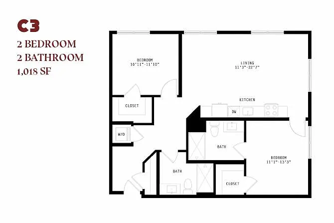 Floor plan Orlo Two Bedroom C3