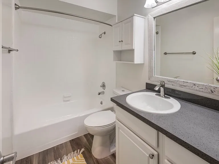 Apartments in West Los Angeles, CA Del Rio bathroom with storage cabinet