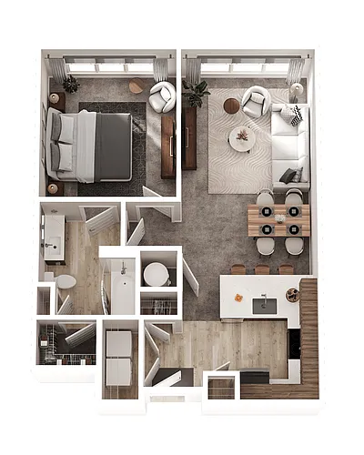 Floor plan 1 Bed 1 Bath (A1)
