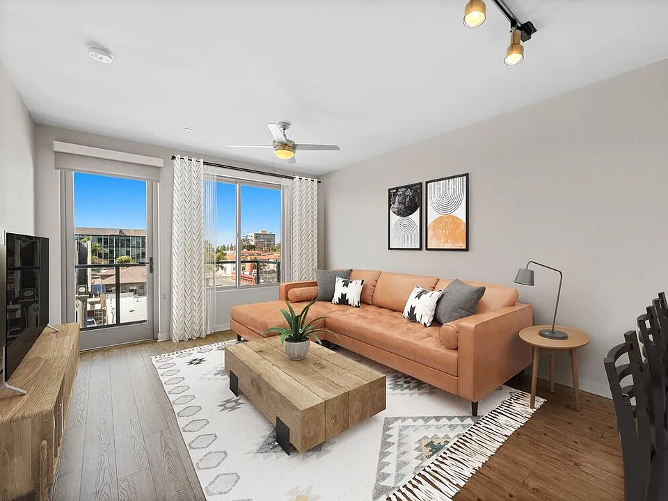 Living room with hard surface flooring