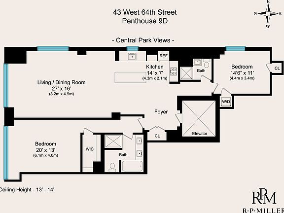 2nd image of 43 W 64th St Penthouse 9D