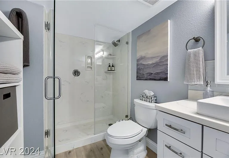 Upgraded bathroom with step in shower