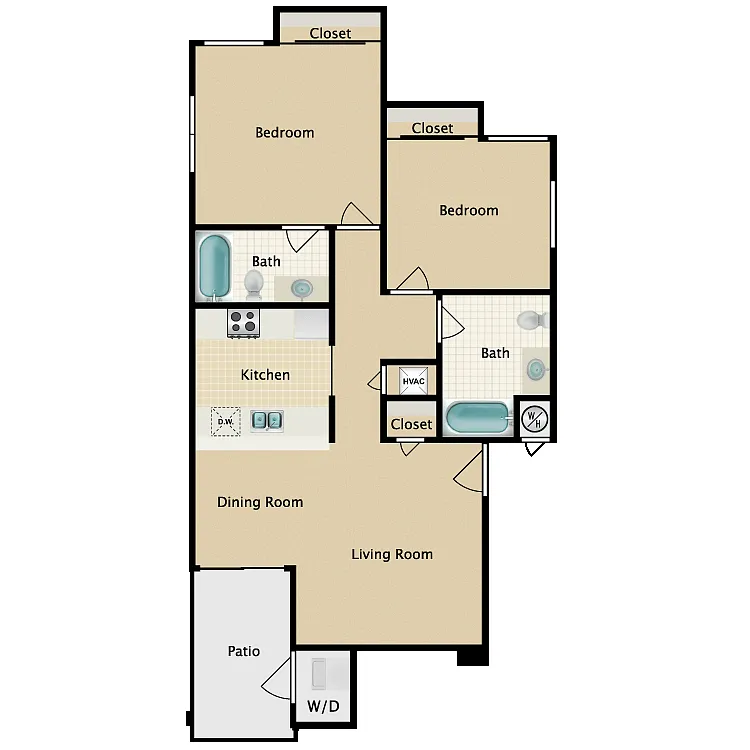 Floor plan 2 Bedroom 2 Bathroom