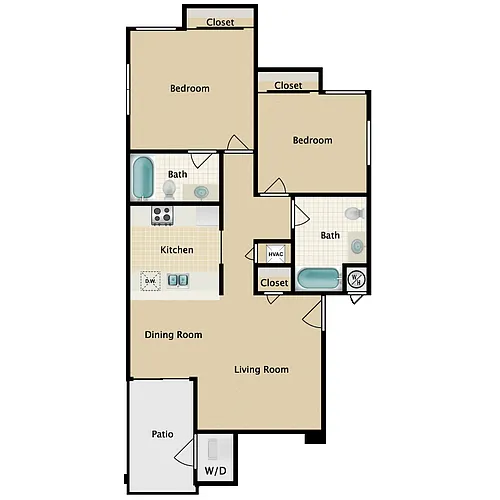 Floor plan 2 Bedroom 2 Bathroom