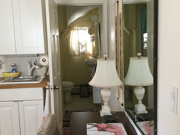 Bathroom with full glass door shower
Work table