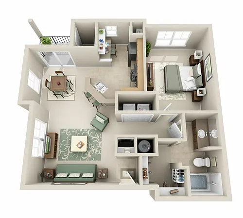 Floor plan A2 The Buckingham - One Bedroom, One Bathroom