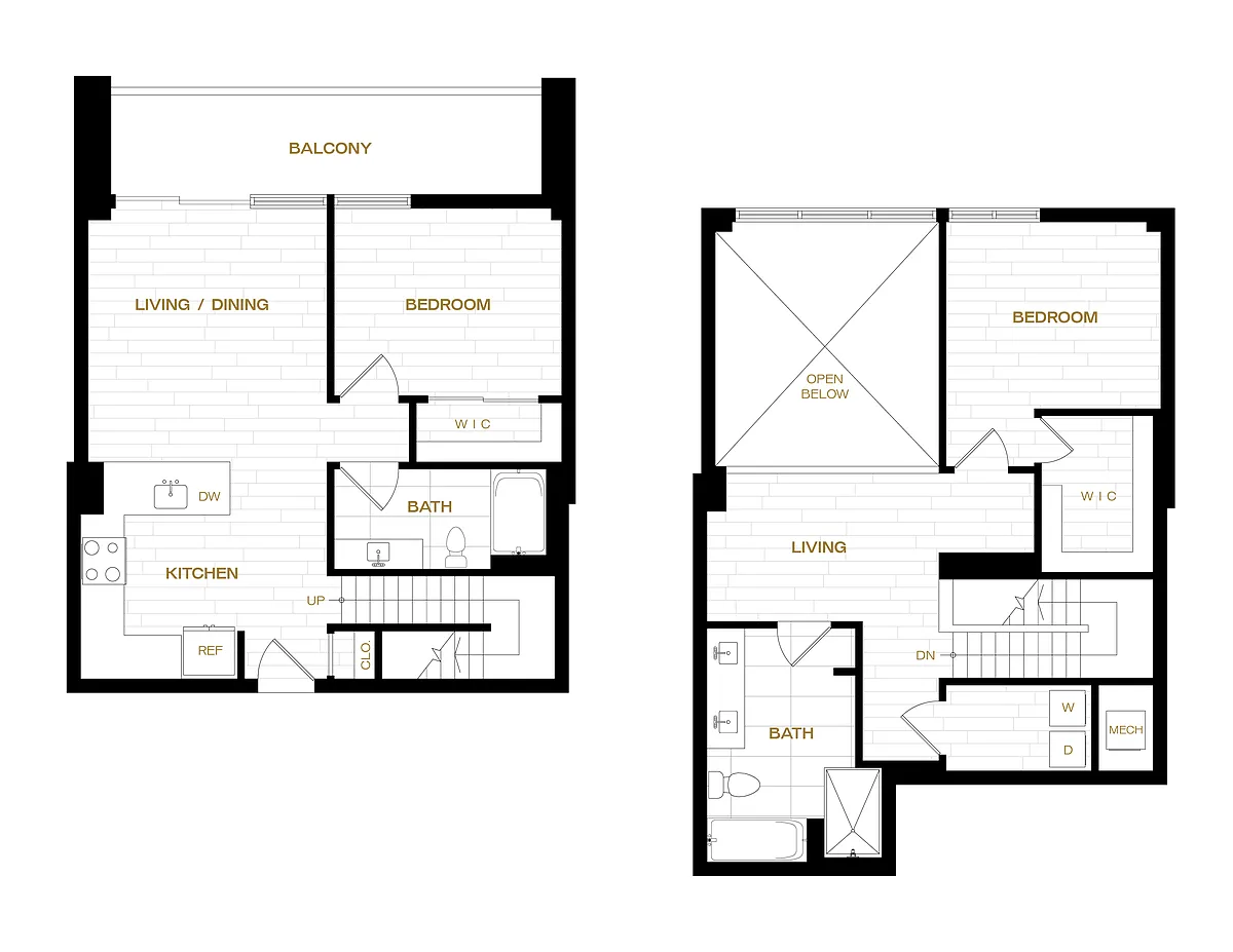Floor plan 2 Bed/2 Bath Loft-B8