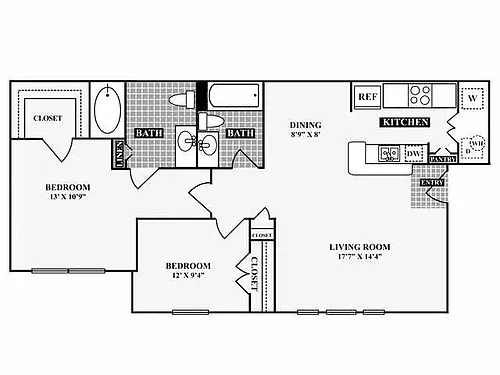 Floor plan B2 - Renovated