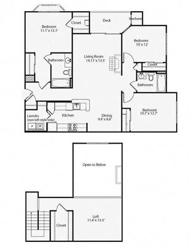 Floor plan 3L2 Weston Loft