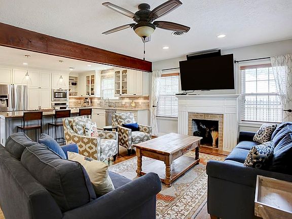 Exposed beam highlights the room