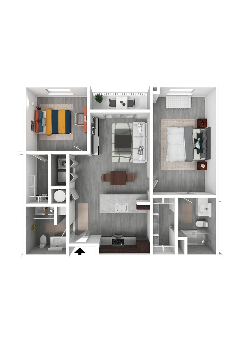 Floor plan 2 Bedroom B - Furnished