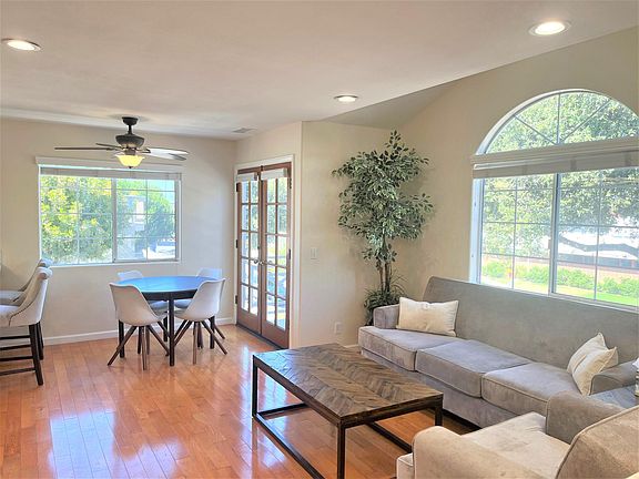 Living room and dining room area