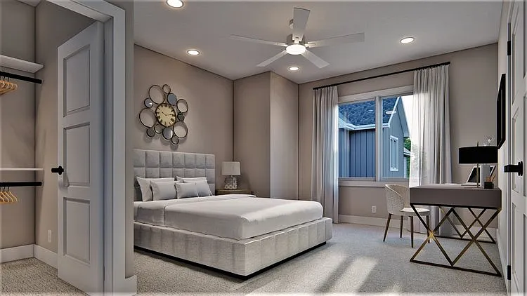 Master bedroom rendering for Lyric Townhomes.