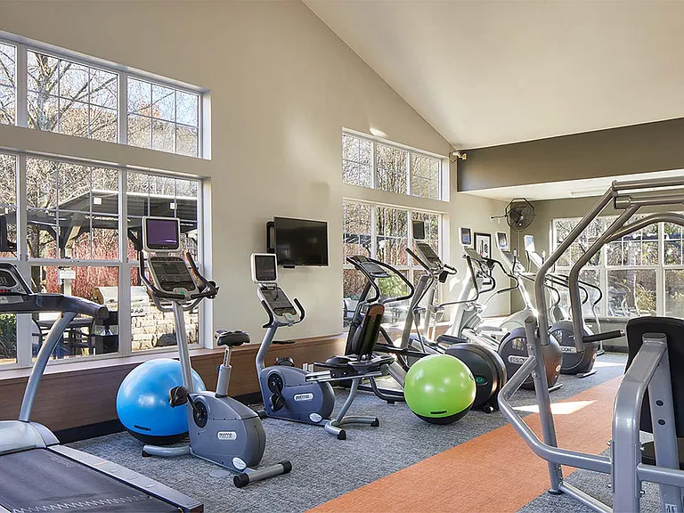 Apartment community 24-hour fitness center with Fitness on Demand at Griffis North Creek in Bothell, Washington.