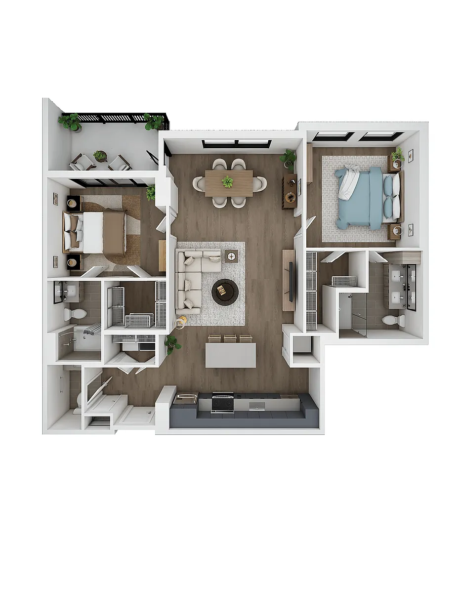 Floor plan 2 Bed/2.5 Bath-B2