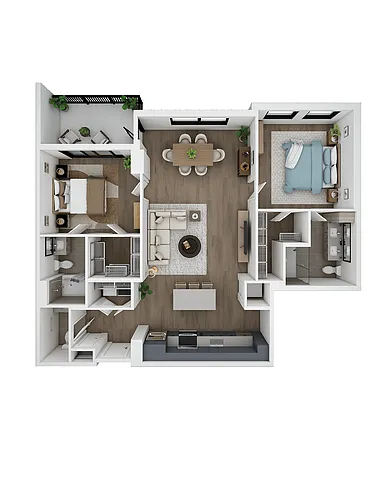 Floor plan 2 Bed/2.5 Bath-B2