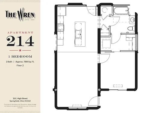 Floor plan WREN-214-1BED-N