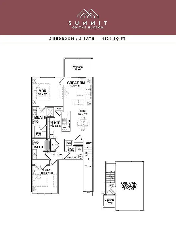 Floor plan 2/2 TH 1124