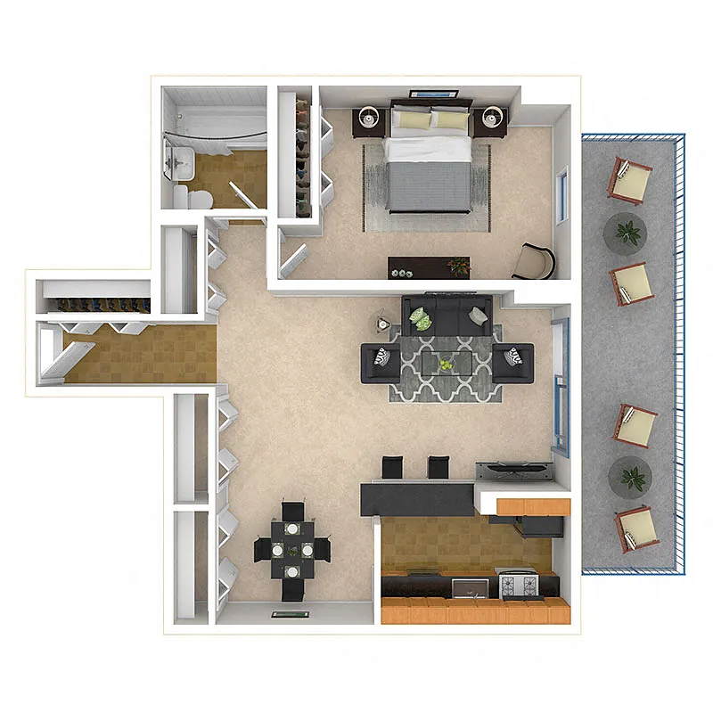 Floor plan ONE BEDROOM APARTMENT