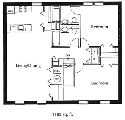 Floor plan Two Bedroom Two Bath