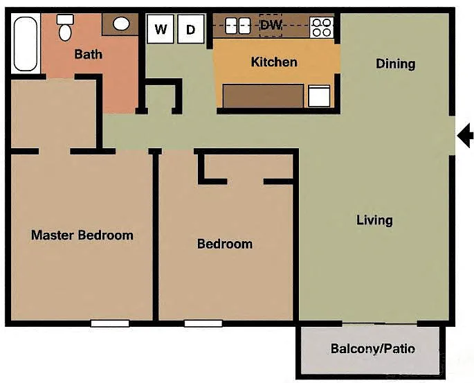 Floor plan 2Bed - 1Bath