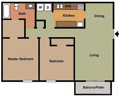 Floor plan 2Bed - 1Bath