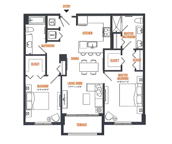Floor plan 2 Bed / 2 Bath