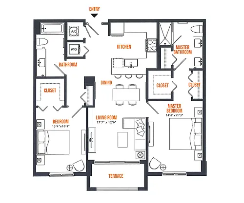 Floor plan 2 Bed / 2 Bath