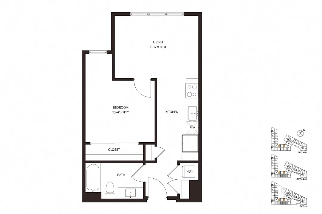 Floor plan Urban One Bedroom U2