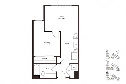 Floor plan Urban One Bedroom U2