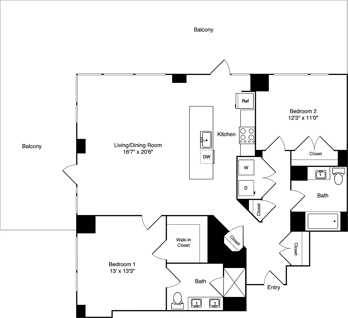 Floor plan 2 Bedroom E