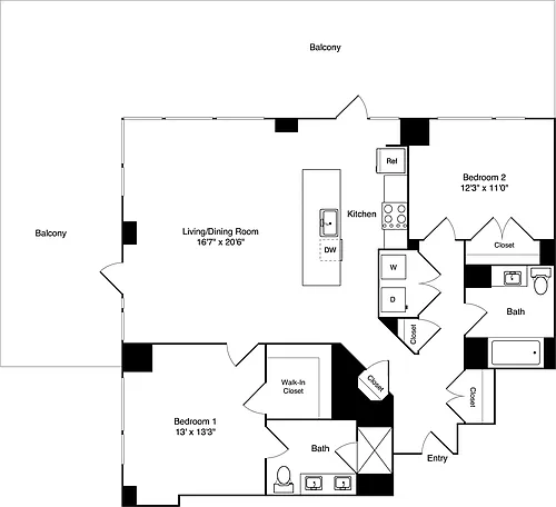 Floor plan 2 Bedroom E