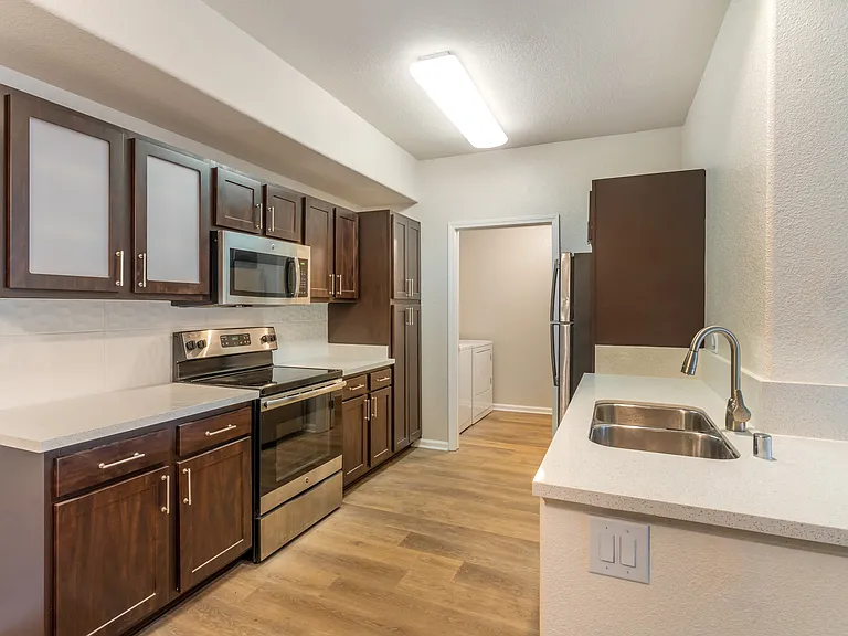 Freshly updated kitchen with stainless steel appliances