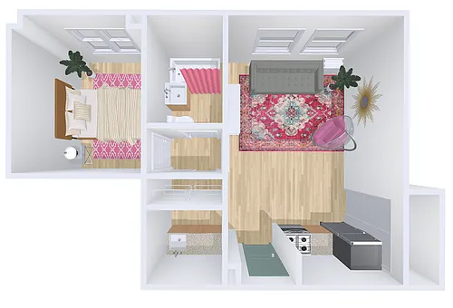 Floor plan 1bd/1b 1103