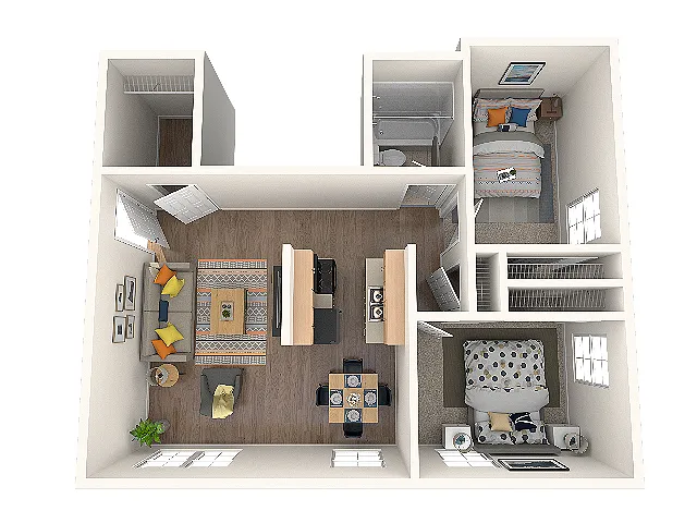 Floor plan Two Bedroom One Bath (A)
