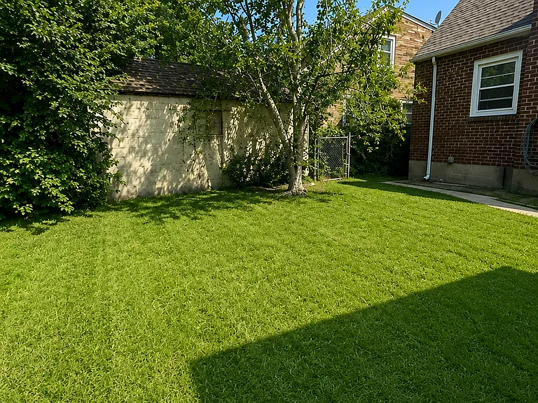 Large backyard with plenty of open space for outdoor enjoyment.