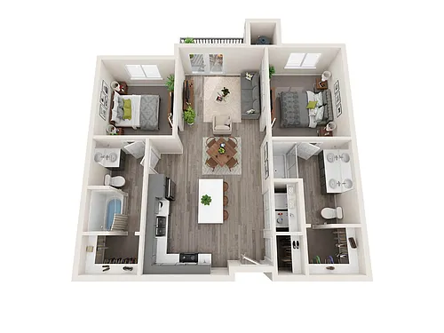 Floor plan B1: 2 Bed 2 Bath