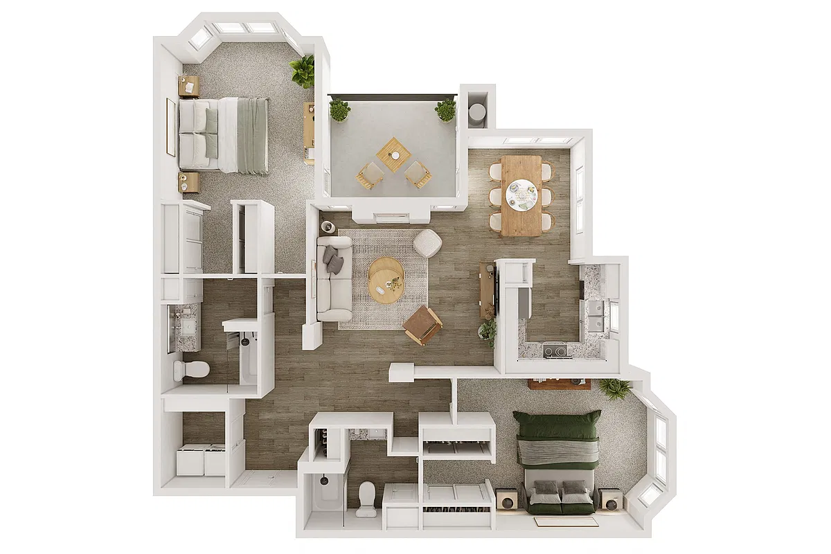Floor plan Two Bedroom Two Bath
