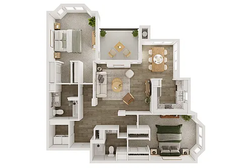 Floor plan Two Bedroom Two Bath