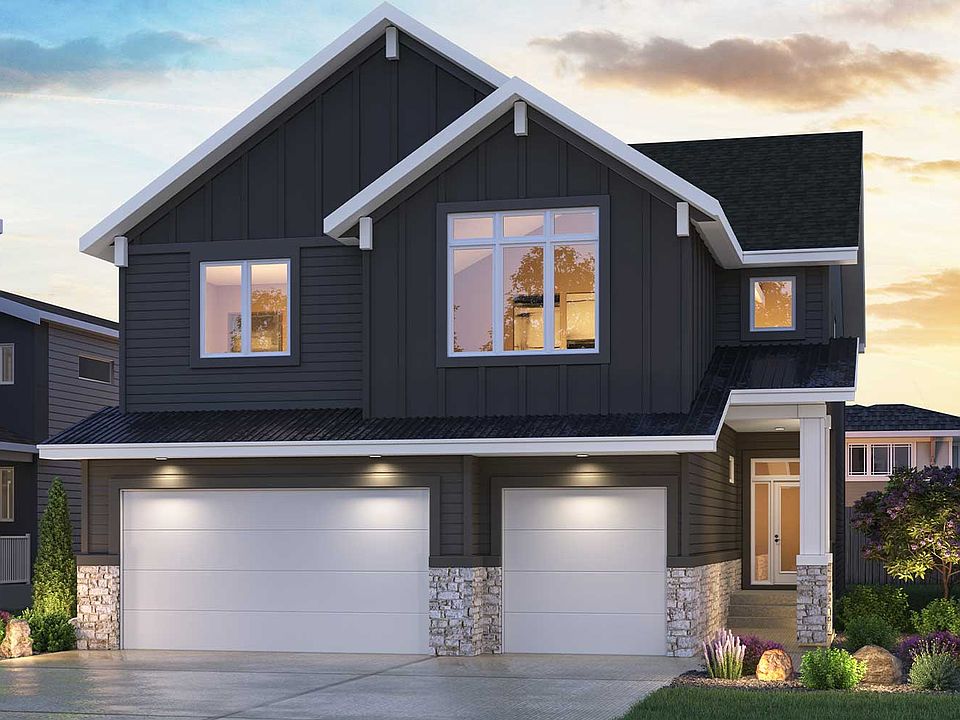An exterior rendering of the Modern Craftsman elevation of the Palermo model by Brookfield Residenti