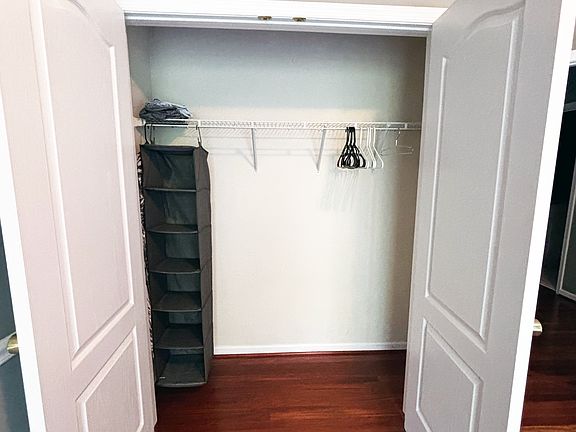 The bedrooms have closets with French doors.