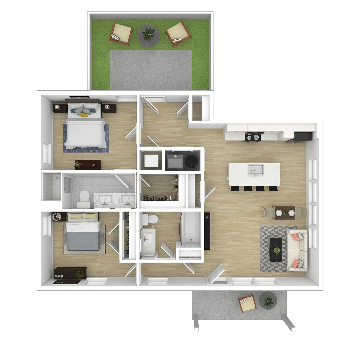 Floor plan 2BR Stacked Duplex- Ground
