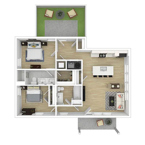 Floor plan 2BR Stacked Duplex- Ground