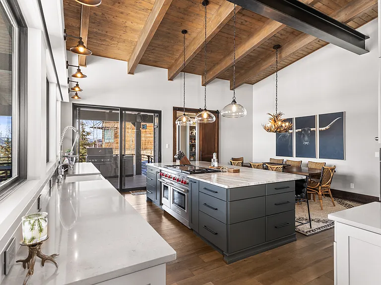 Kitchen with 6 Burner Wolf Gas Stove